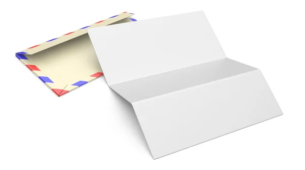 Ilustração 3d de envelope de correio aéreo em branco aberto — Fotografia de Stock