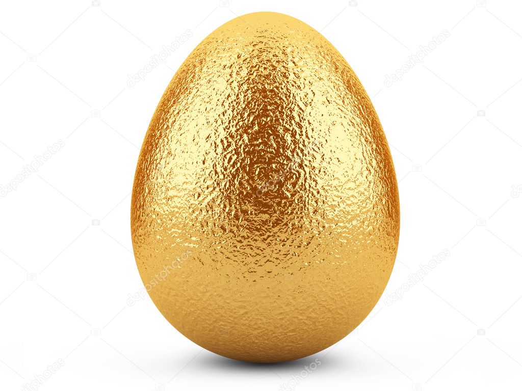 Golden easter egg on white background.