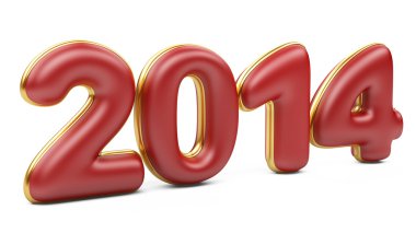 3D 2014 yılı kırmızı rakamlar ile altın kenar