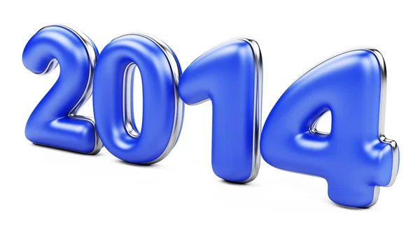 3D 2014 year blue figures with golden edging — Stock Photo, Image