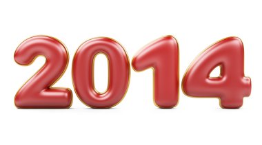 3D 2014 yılı kırmızı rakamlar ile altın kenar
