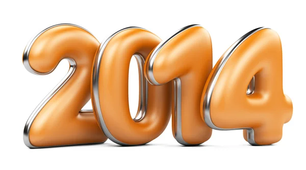 3D 2014 year orange figures with silver edging — Stock Photo, Image