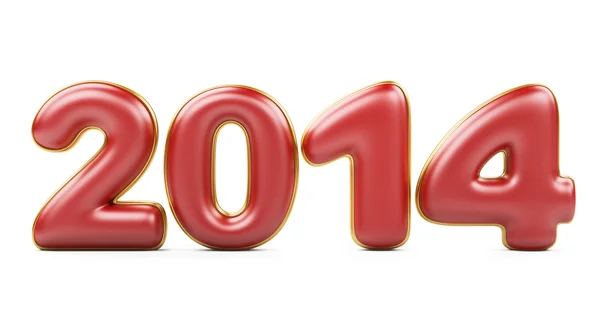 3D 2014 year red figures with golden edging — Stock Photo, Image