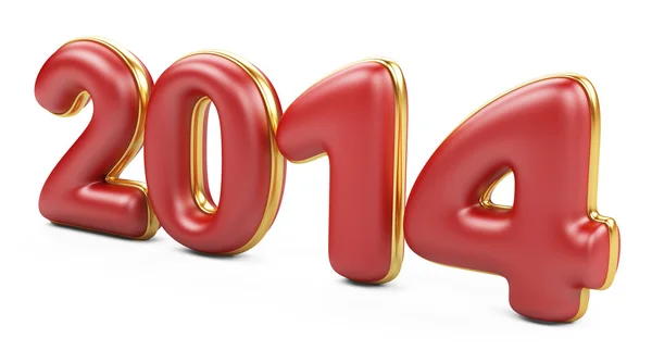 3D 2014 год красные фигуры с золотой кромкой — стоковое фото