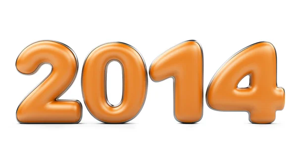 3D 2014 year orange figures with silver edging — Stock Photo, Image