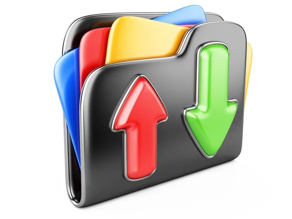 Download - upload folder 3d icon. — Stock Photo, Image