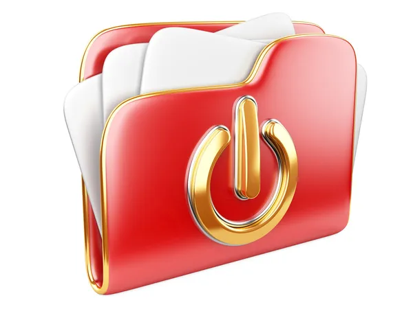 Red folder with power button — Stock Photo, Image