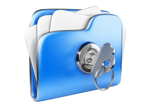 Secure files. Folder with Key. — Stock Photo, Image