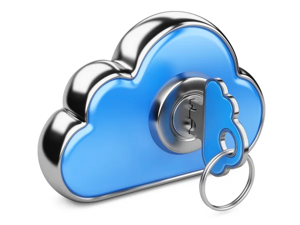 Cloud with key on white background. Isolated 3D image — Stock Photo, Image