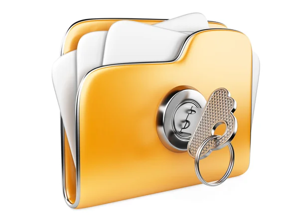 Secure files. Folder with Key. — Stock Photo, Image