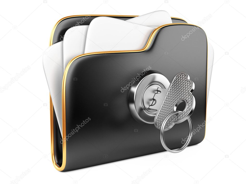 Secure files. Folder with Key.