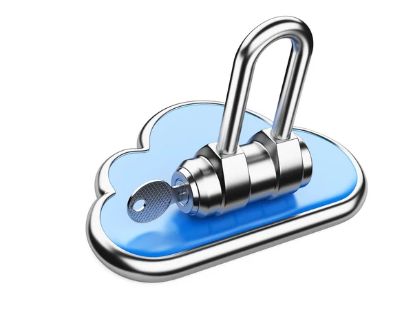 Cloud with key on white background. Isolated 3D image — Stock Photo, Image