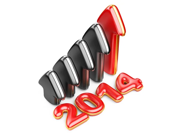 3D arrow with year 2014 growth upward — Stock Photo, Image