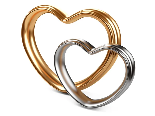 Golden and silver hearts shape — Stock Photo, Image