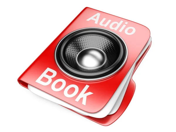 3d pasta com alto-falante. conceito de áudio-livro — Fotografia de Stock