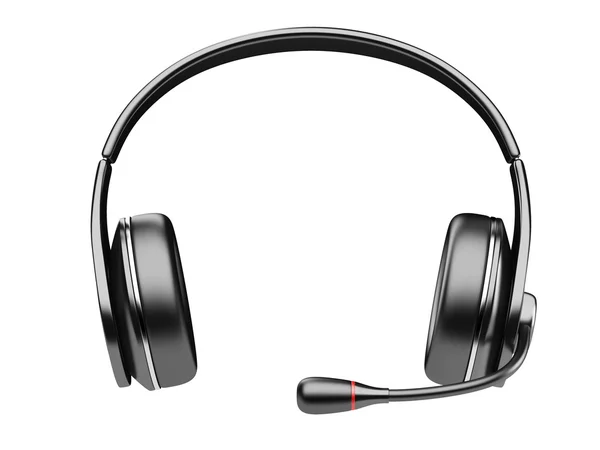Schwarze moderne Kopfhörer mit Mikrofon — Stockfoto