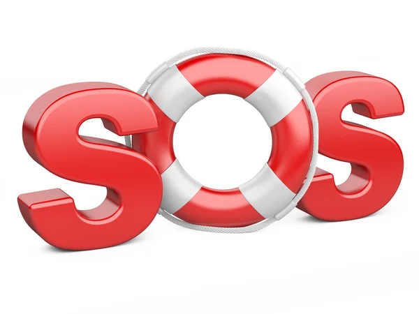 SOS symbol med livbåt — Stockfoto