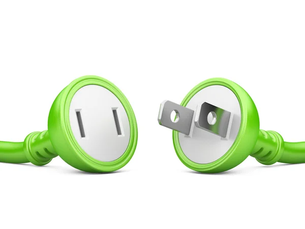 Energy concept. green electric plug and outlet — Stock Photo, Image
