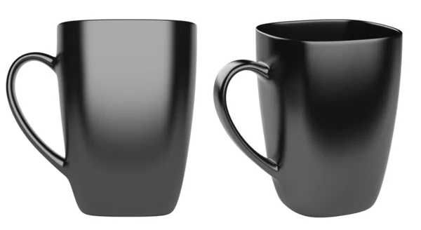 Quadratische leere schwarze Tasse auf einer weißen — Stockfoto