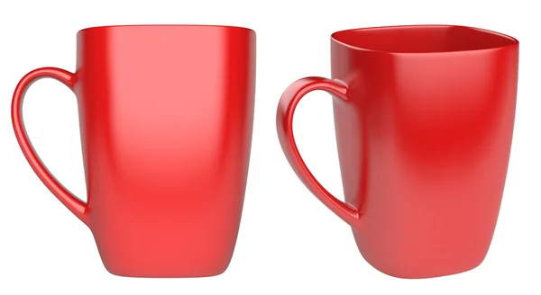 Egy fehér négyzet üres piros pohár — Stock Fotó
