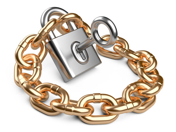 Padlock and chain. Security concept