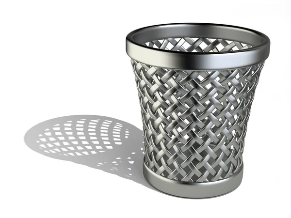 Steel wastepaper basket empty — Stock Photo, Image