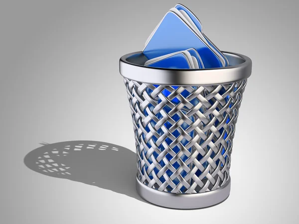 Wastepaper basket with folders — Stock Photo, Image