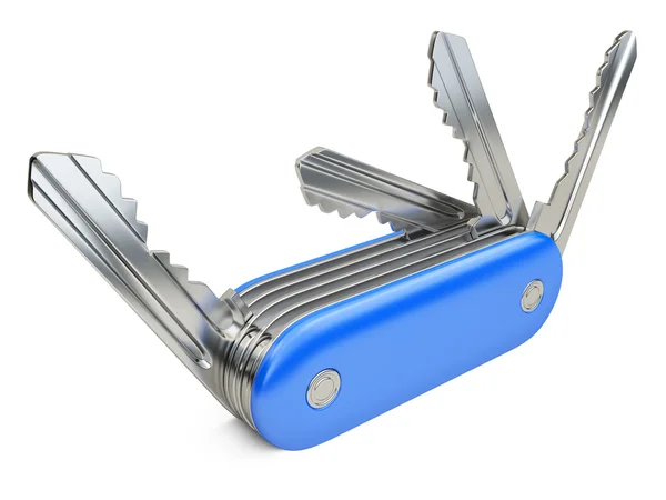 Swiss kniv med nycklar. säkerhetsbegreppet — Stockfoto
