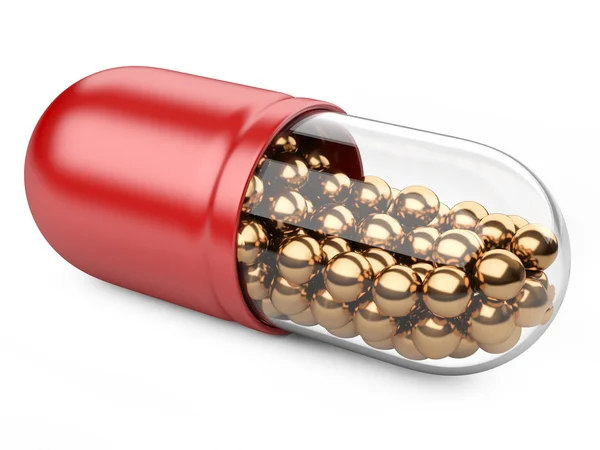 Capsule rouge avec vitamines et minéraux . — Photo