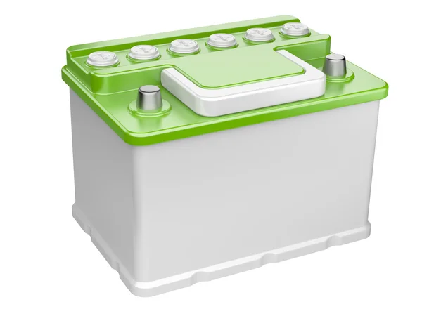 Grön bilbatteri isolerad på vit bakgrund. — Stockfoto