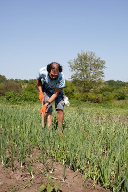 bahçede çalışan adam