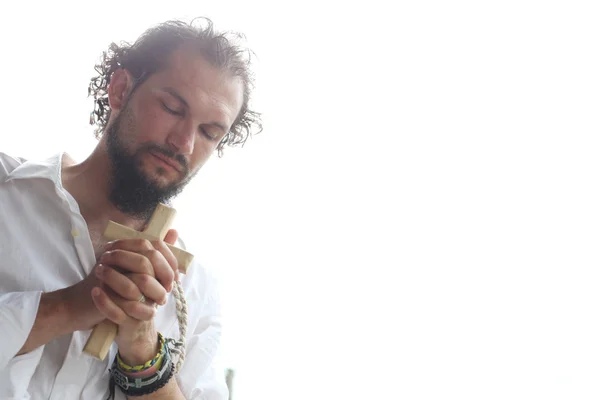 Man praying in daylight — Stock Photo, Image