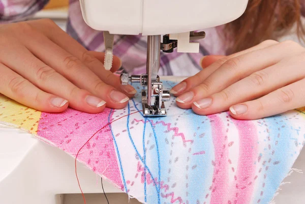 Hand sewing on a machine — Stock Photo, Image