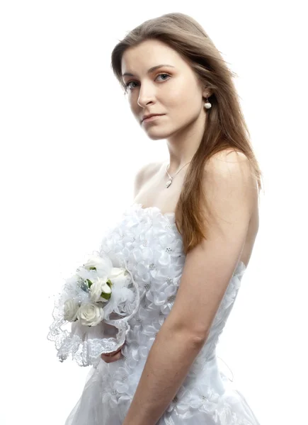 Vacker brud i brudklänning — Stockfoto