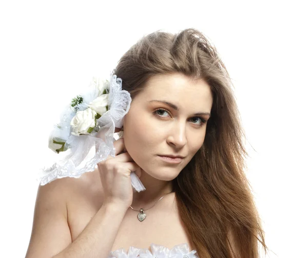 Schöne Braut im Brautkleid — Stockfoto