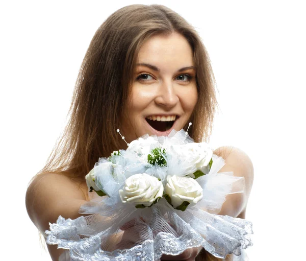 Красивая невеста в свадебном платье — стоковое фото