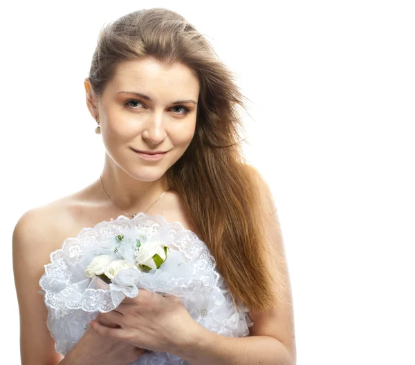 Beautiful bride in wedding dress — Stock Photo, Image