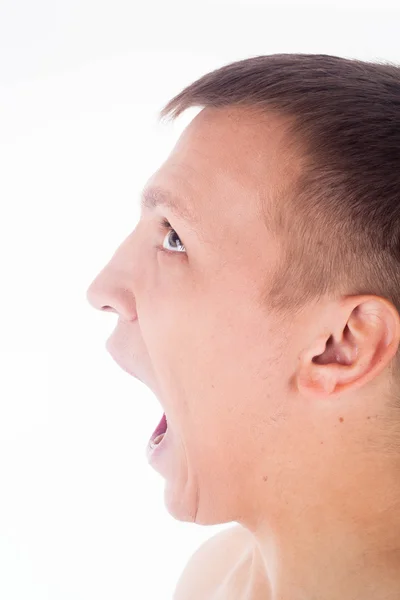 Retrato emocional humorístico de um jovem sorridente — Fotografia de Stock