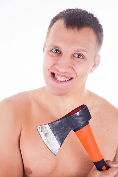 Humoristische emotionele portret van grijnzende jonge man — Stockfoto