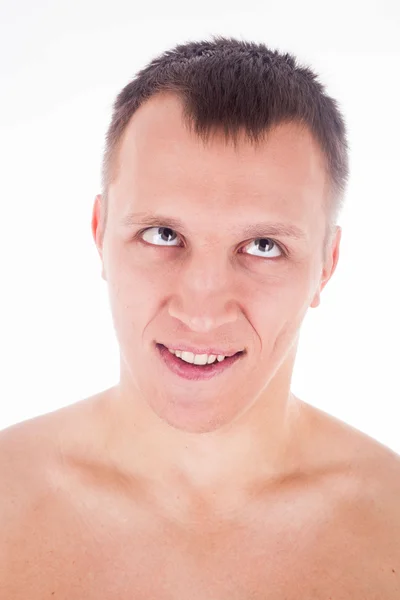 Retrato emocional humorístico de um jovem sorridente — Fotografia de Stock