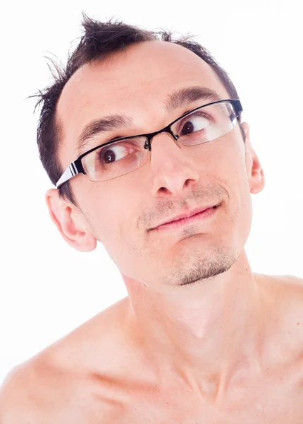 Retrato emocional humorístico de um jovem sorridente — Fotografia de Stock