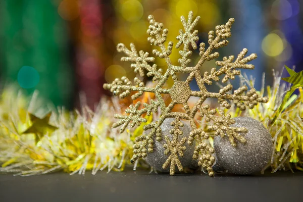 Christmas decoration against lights blurred background — Stock Photo, Image