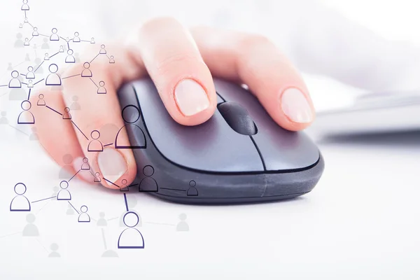 Hand with computer mouse — Stock Photo, Image