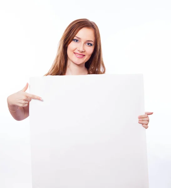 Meisje met spandoek. — Stockfoto