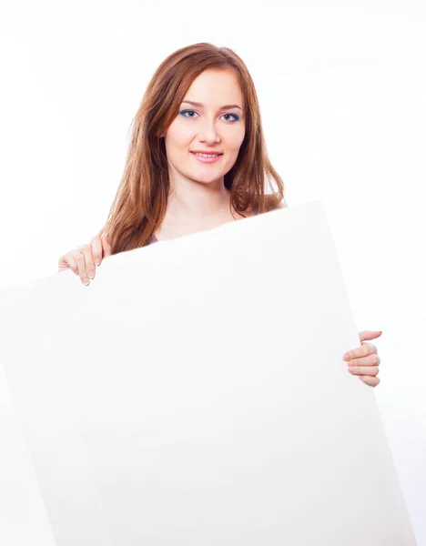 Meisje met spandoek. — Stockfoto