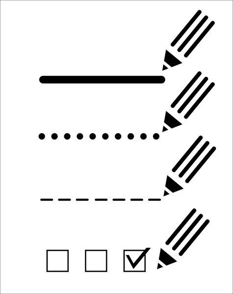 Stylos avec lignes sur blanc — Image vectorielle