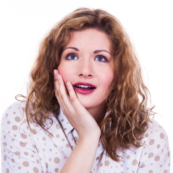 Close-up portrait of surprised beautiful girl. — Stock Photo, Image