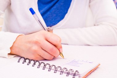 Not defterinde kalemle yazan İş Kadını