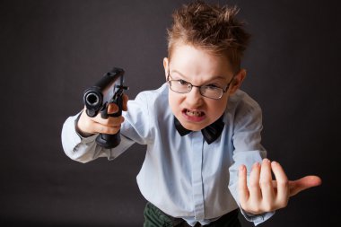 A little boy with a weapon clipart