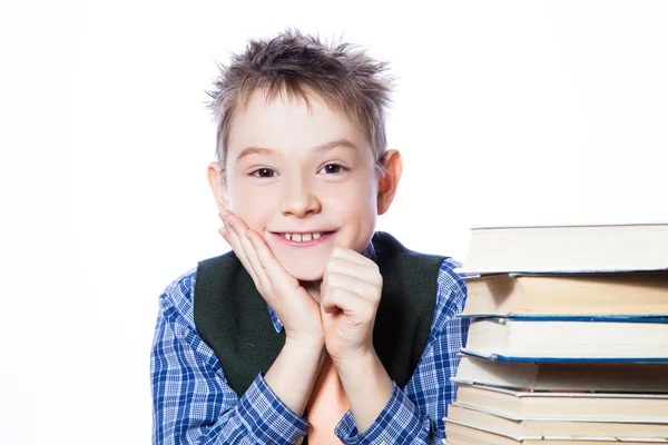 Jongen met boeken — Stockfoto